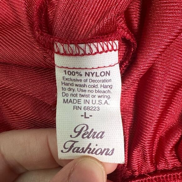 Vintage Petra Fashions Women’s‎ Pajama Set Two Piece Red and Black Lace Womens L - Picture 10 of 11